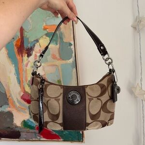 Vintage Coach Signature Jacquard Demi Shoulder Bag with Crossbody Strap